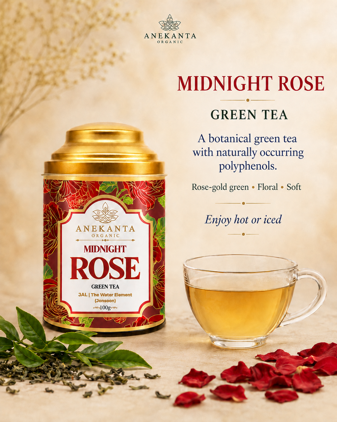 Rose Petal Green Tea - MIDNIGHT ROSE