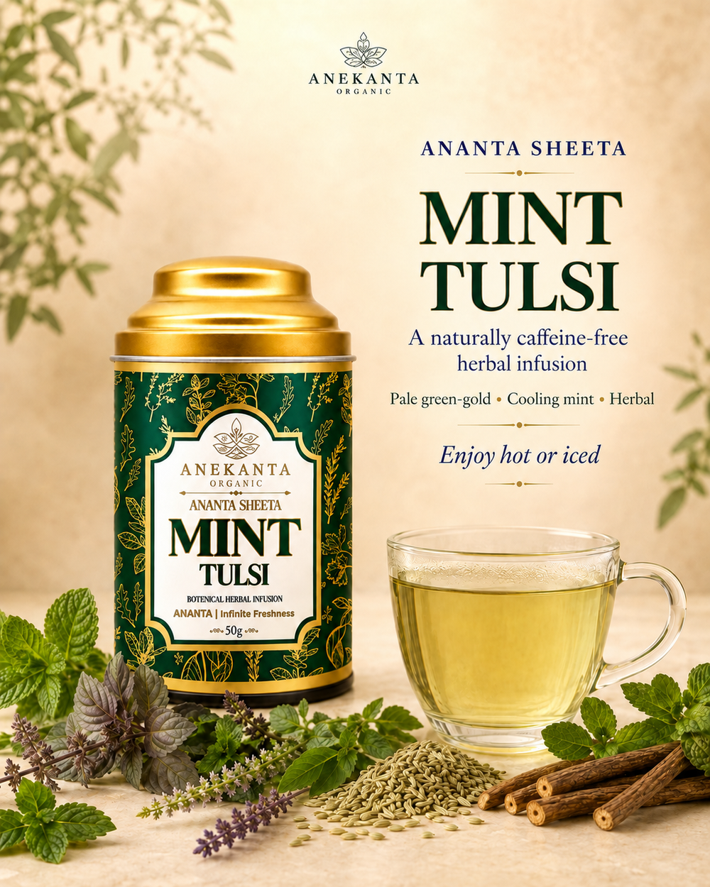 Mint & Three Tulsi Botanical Infusion - ANANTA SHEETA