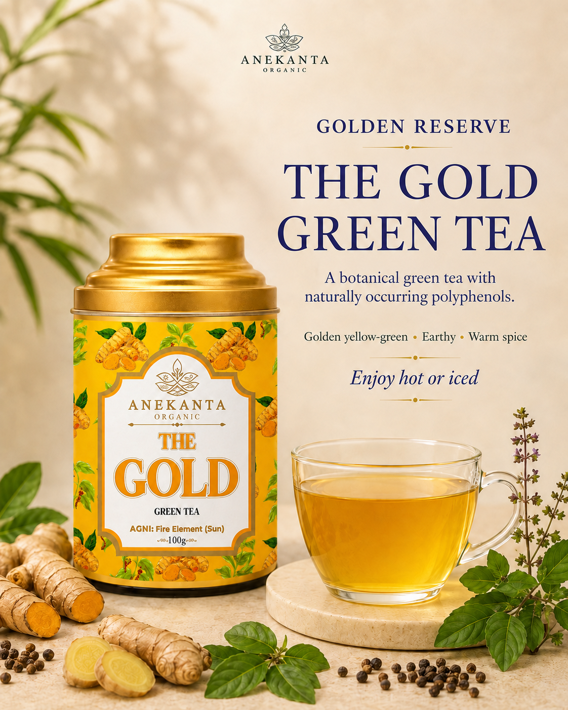Turmeric, Ginger & Tulsi Green Tea - GOLDEN RESERVE