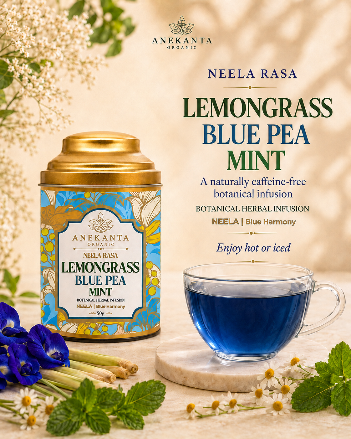 Blue Pea, Lemongrass, Mint & Chamomile Infusion - NEELA RASA