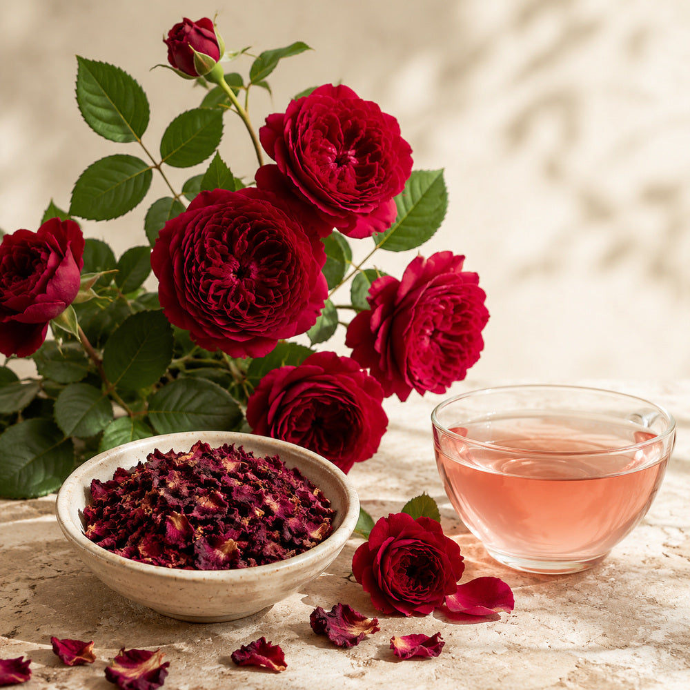 Whole dried red rose - Anekanta Organic Herbal Library