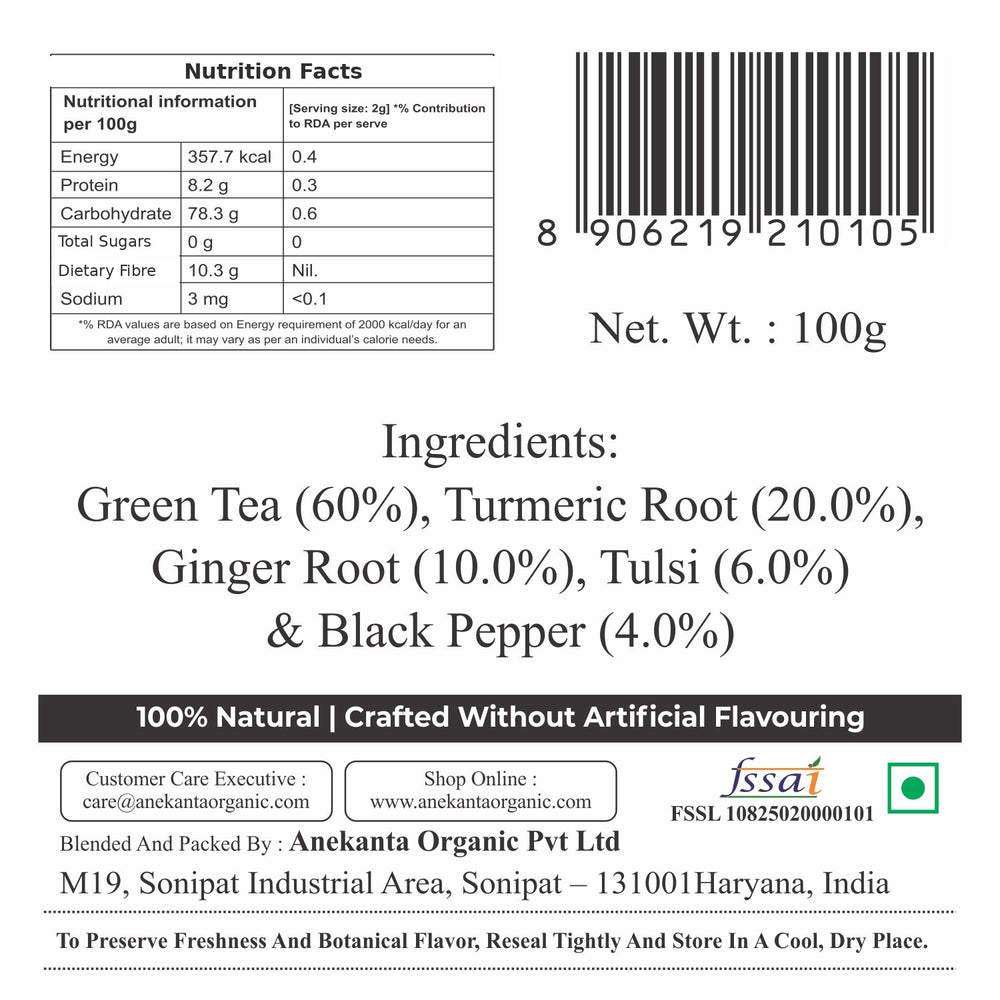 Turmeric, Ginger & Tulsi Green Tea - GOLDEN RESERVE