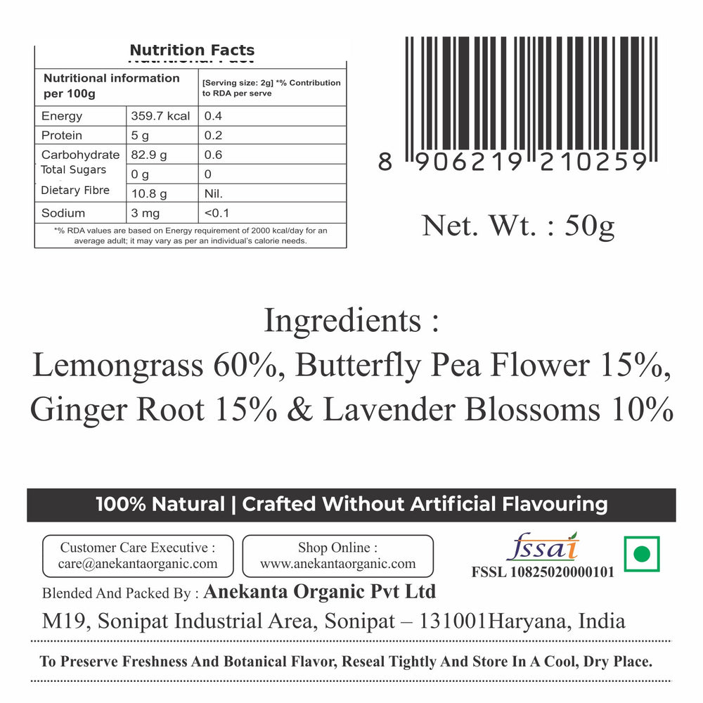 Blue Pea, Lemongrass, Ginger & Lavender Infusion - NABHA RASA