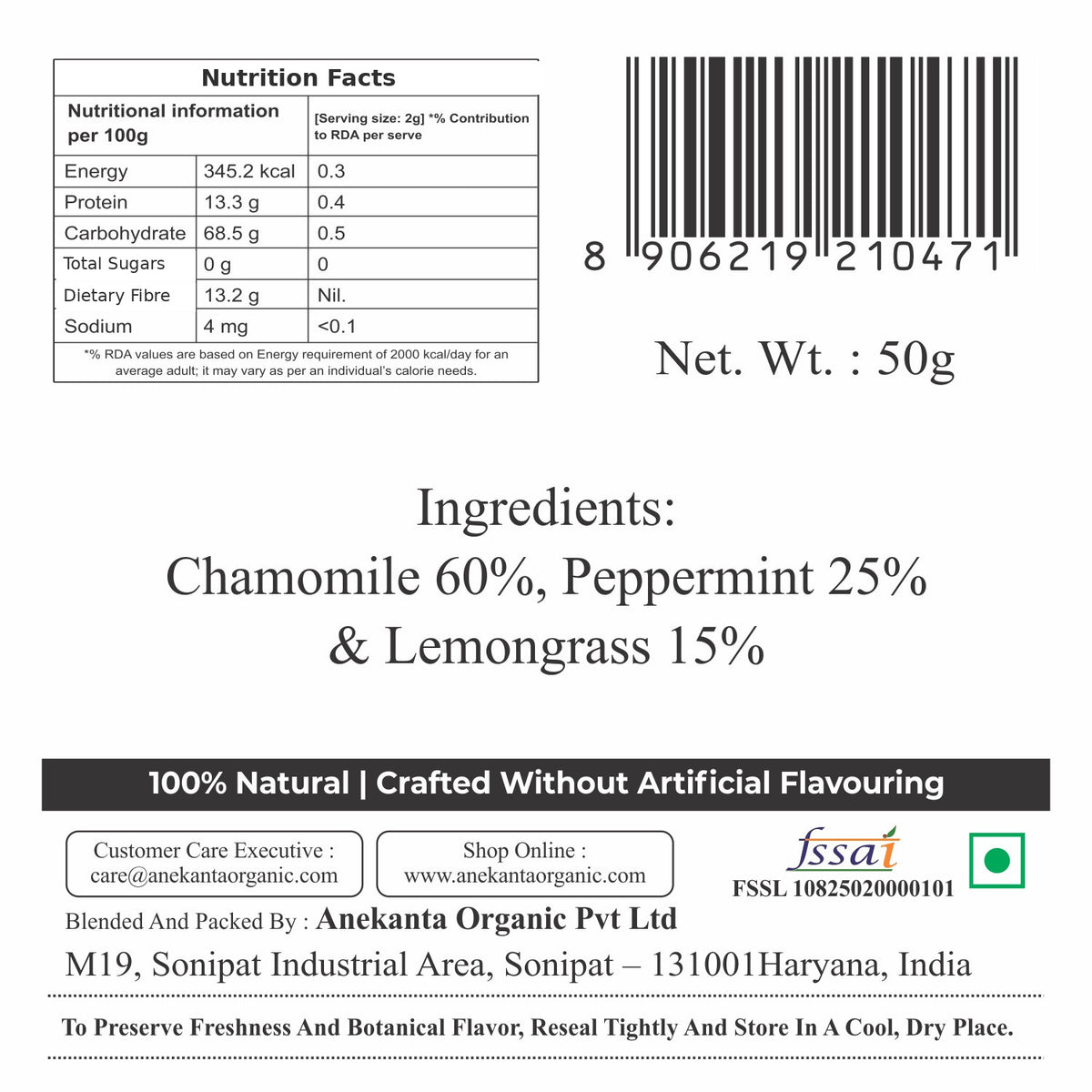 Chamomile & Peppermint Botanical Infusion - SAMATVA RASA