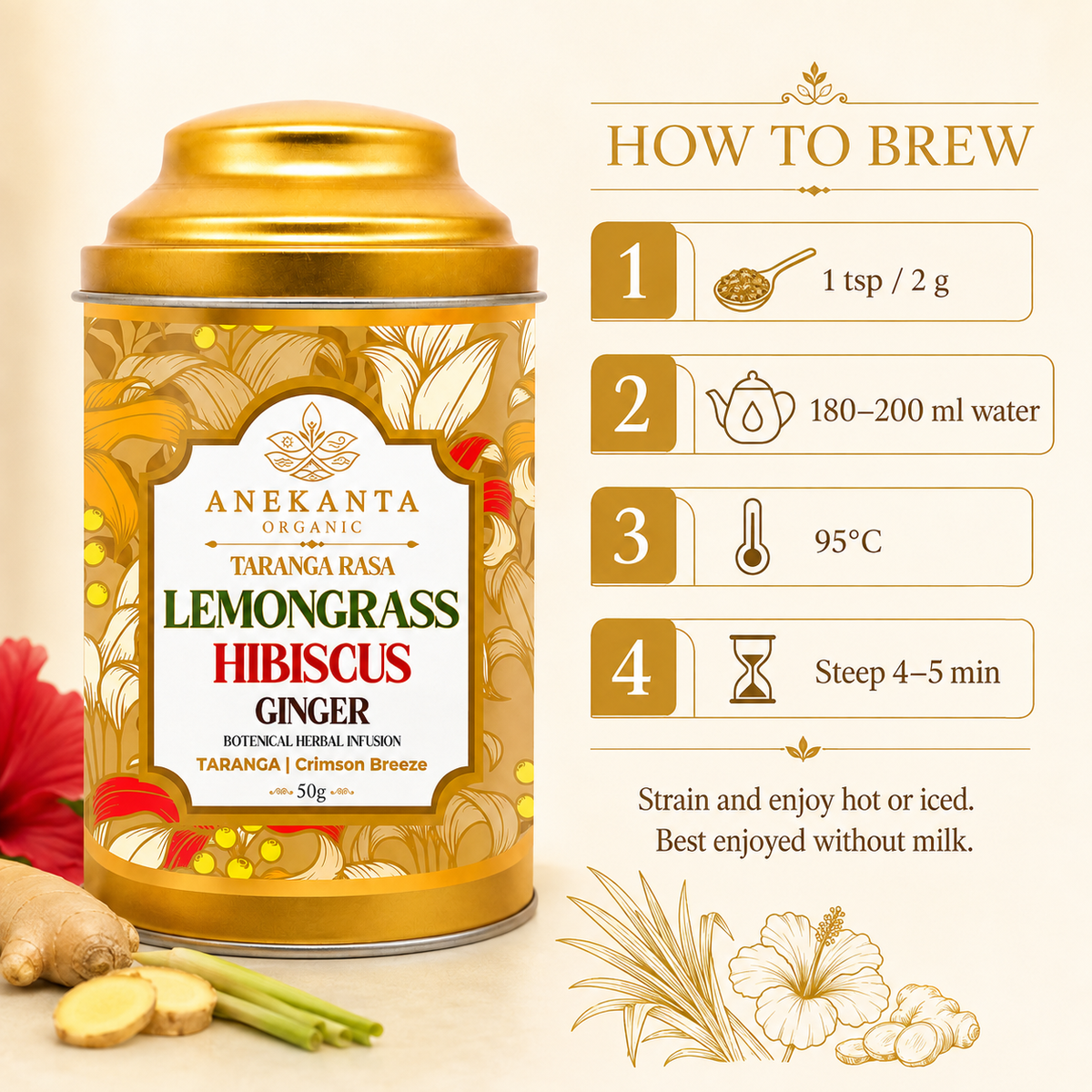 Lemongrass, Hibiscus & Ginger Botanical Infusion - TARANGA RASA