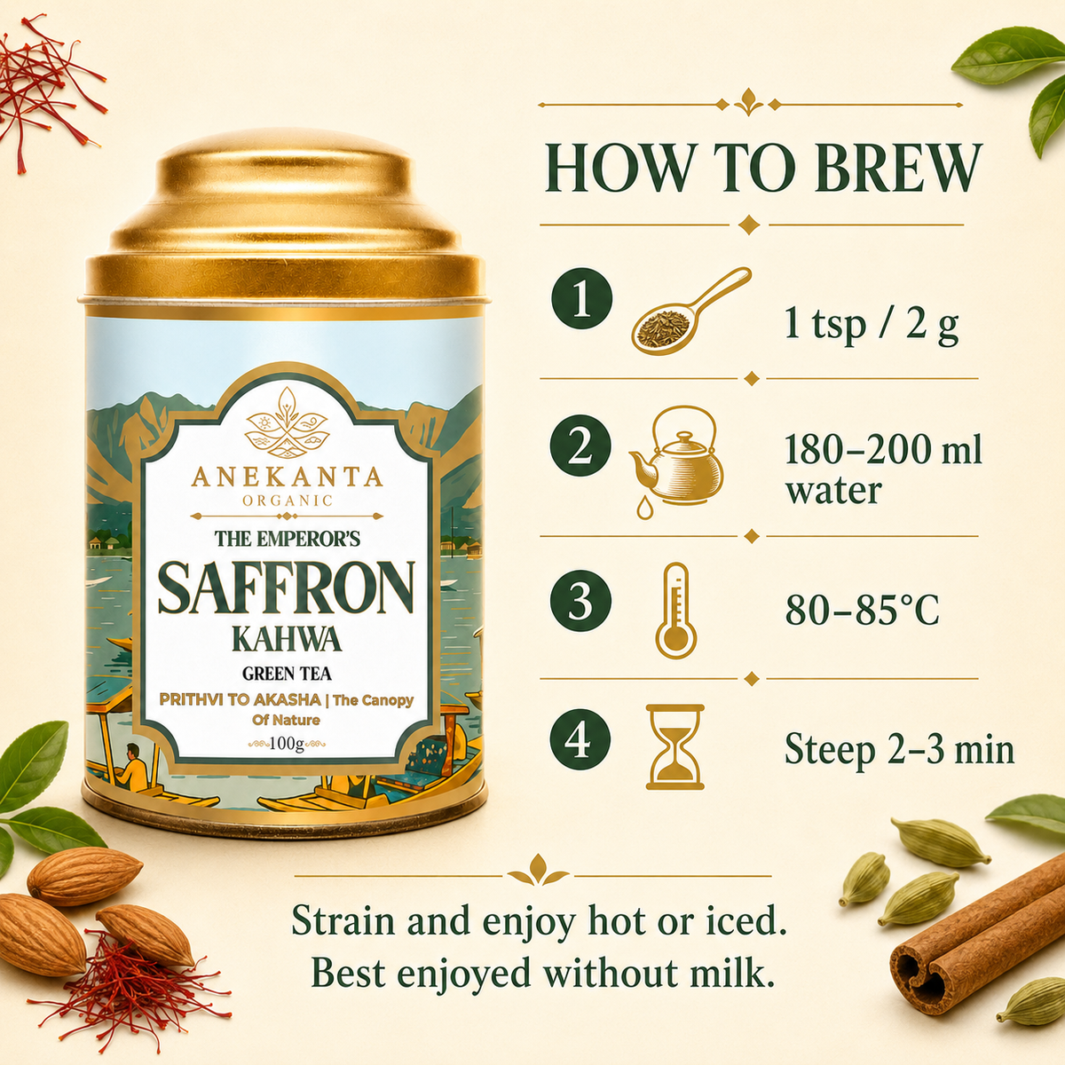 Kashmiri Saffron Kahwa Green Tea - THE EMPEROR'S KAHWA