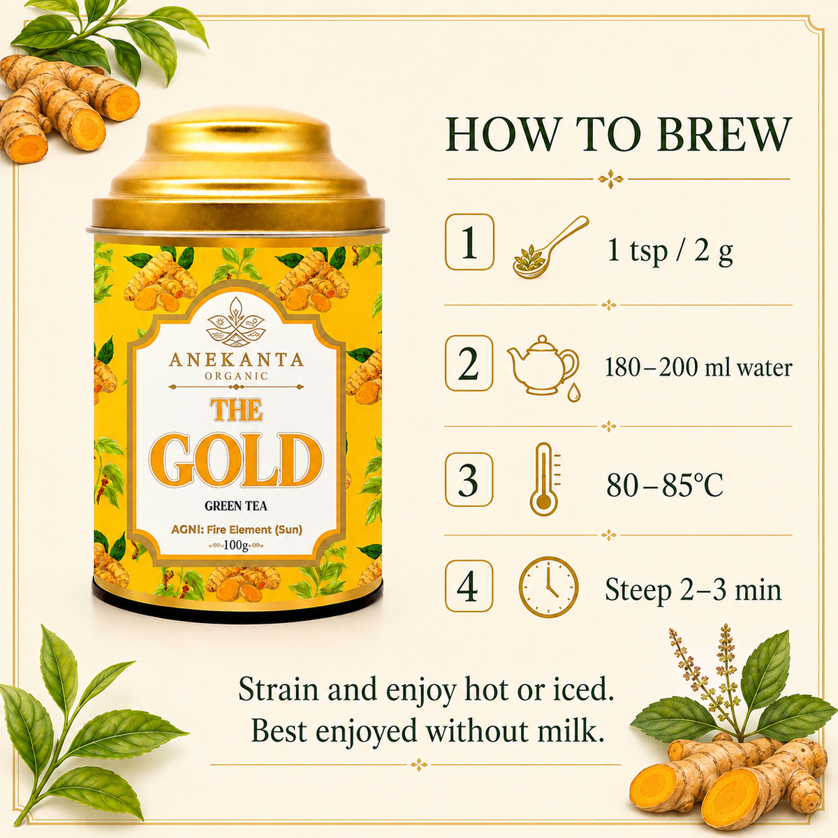 Turmeric, Ginger & Tulsi Green Tea - GOLDEN RESERVE
