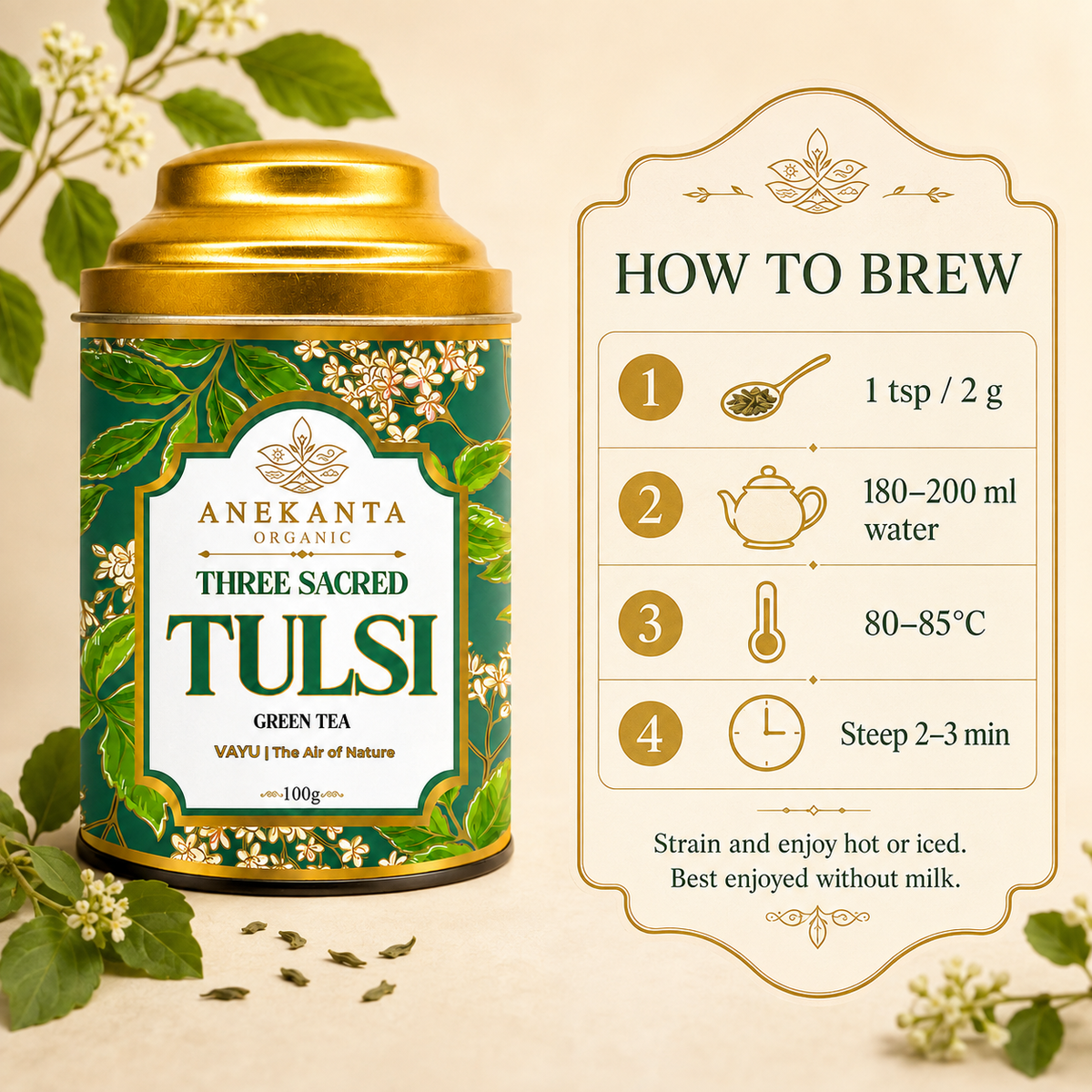 Three Tulsi Green Tea - VAYU