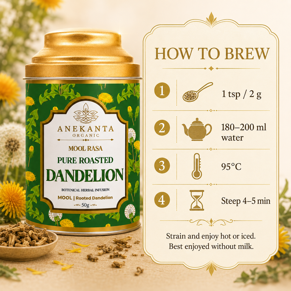 Pure Roasted Dandelion Root Infusion - MOOL RASA