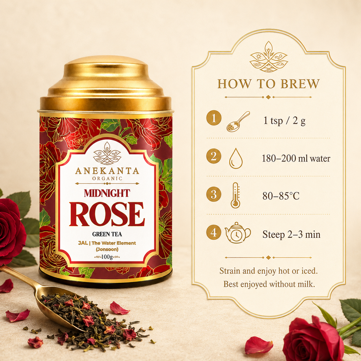 Rose Petal Green Tea - MIDNIGHT ROSE