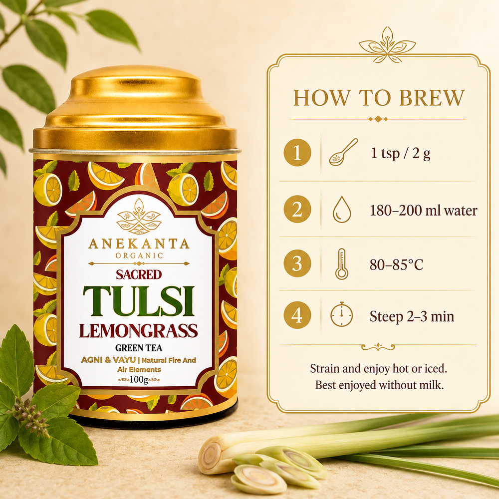 Tulsi, Lemongrass & Ginger Green Tea - AGNI & VAYU