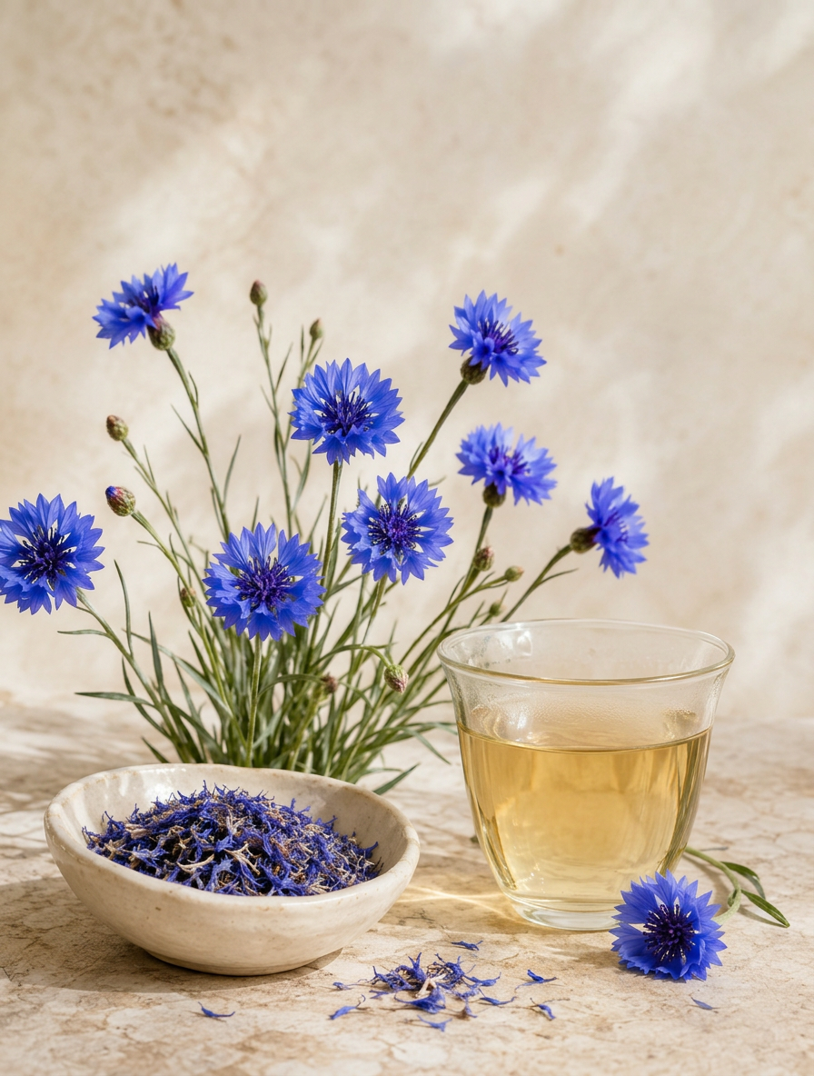 Whole dried blue cornflower - Anekanta Organic Herbal Library