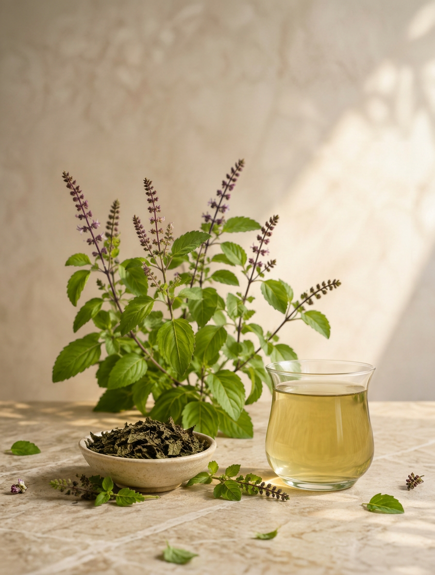 Whole dried tulsi - Anekanta Organic Herbal Library
